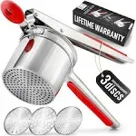 Potato Ricer Potato Masher Stainless Steel w/ 3 Removable Interchangeabl<wbr/>e Discs