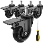 AGPtEK Office Chair Casters with Brake Heavy Duty 2.5" Universal Fit Locking Casters with Screwdriver, Safe Roller Wheel Replacement All with Brake System for Hardwood Floors Mat Carpet Tile, Set of 5