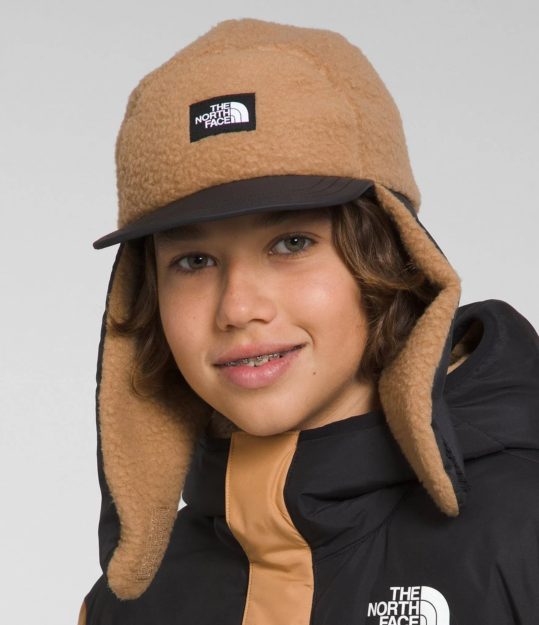 THE NORTH FACE Forrest Fleece Trapper Hat - Kids' Almond Butter/TNF Black, S