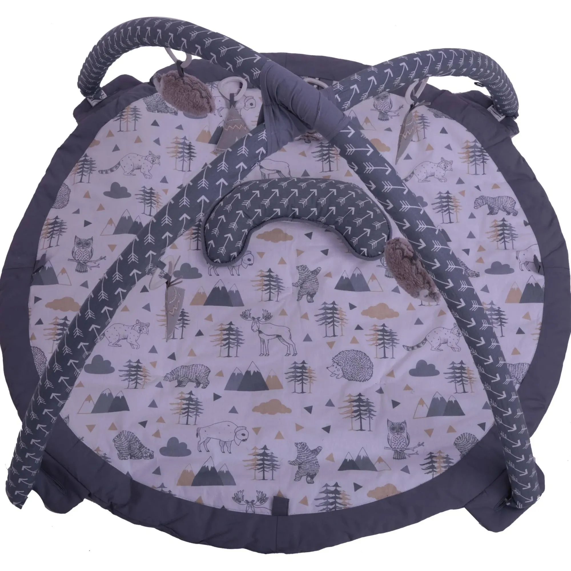 Bacati - Playmat/Baby Activity Gym with Mat, Woodlands Beige/Grey