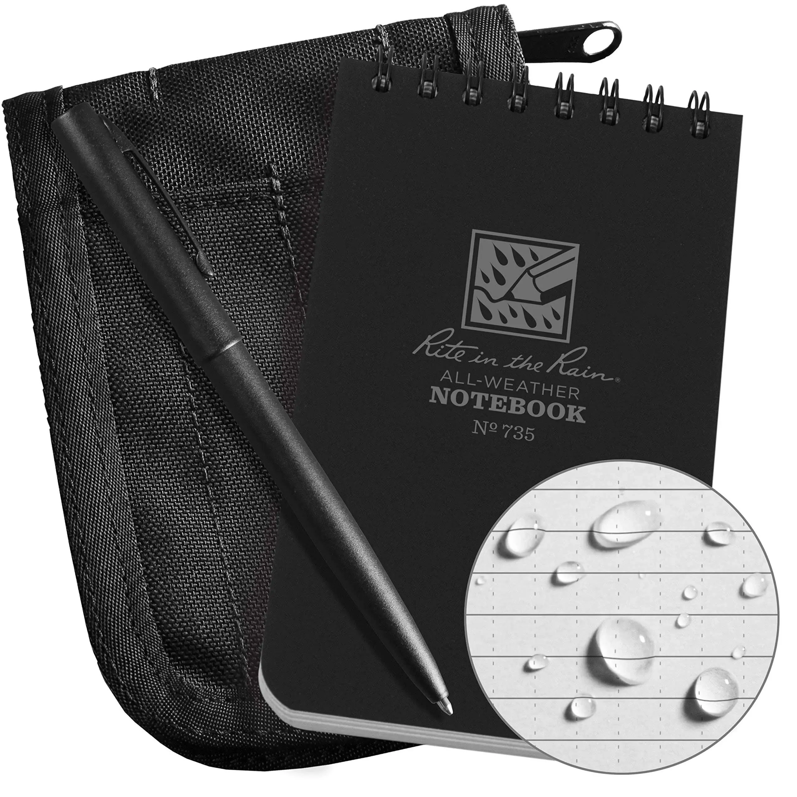 Rite in the Rain Kit Black Book And Cover With Pen For Writing In Any Weather