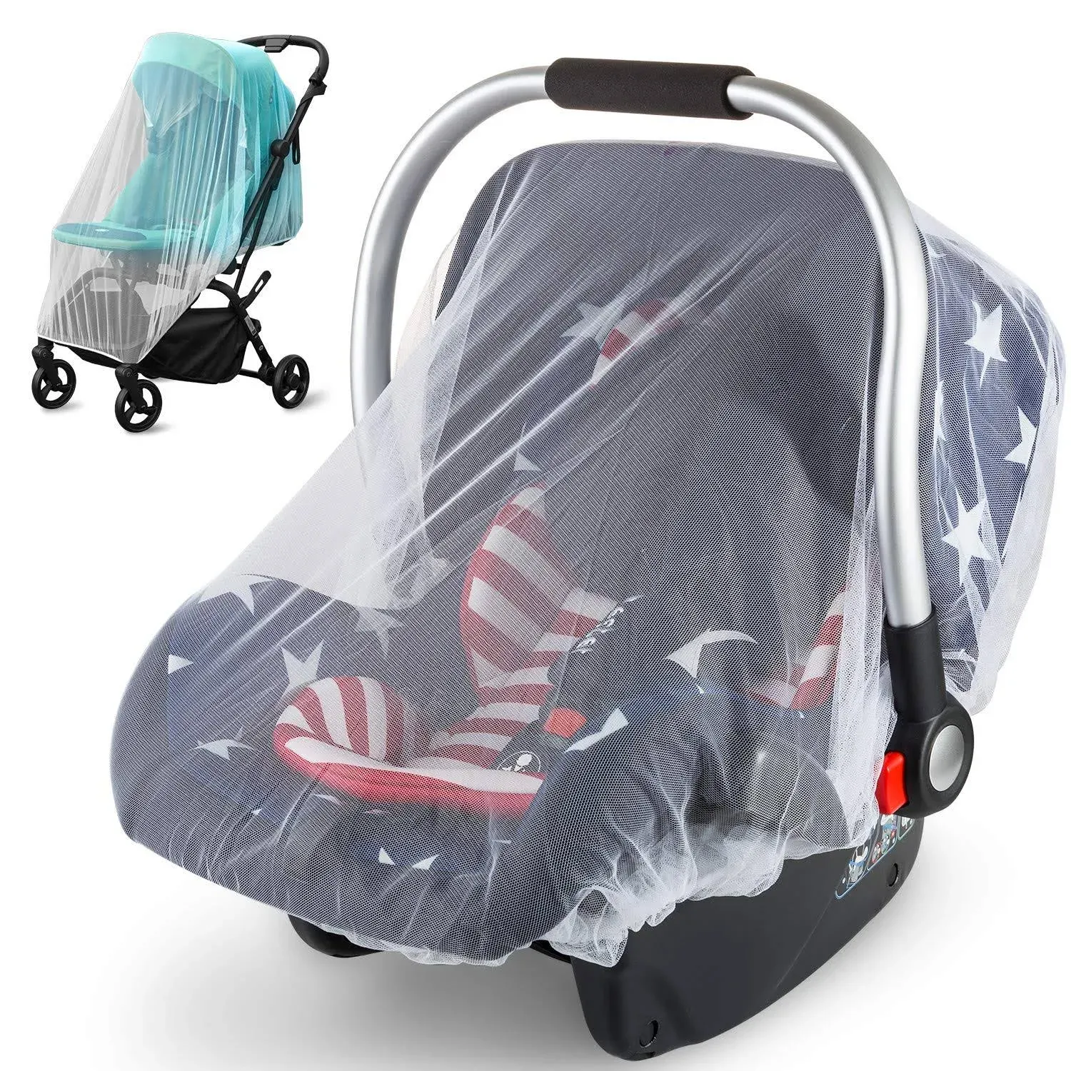 2 Pack Mosquito Cover for Stroller, Bug Net for Car Seat, Portable Durable, No