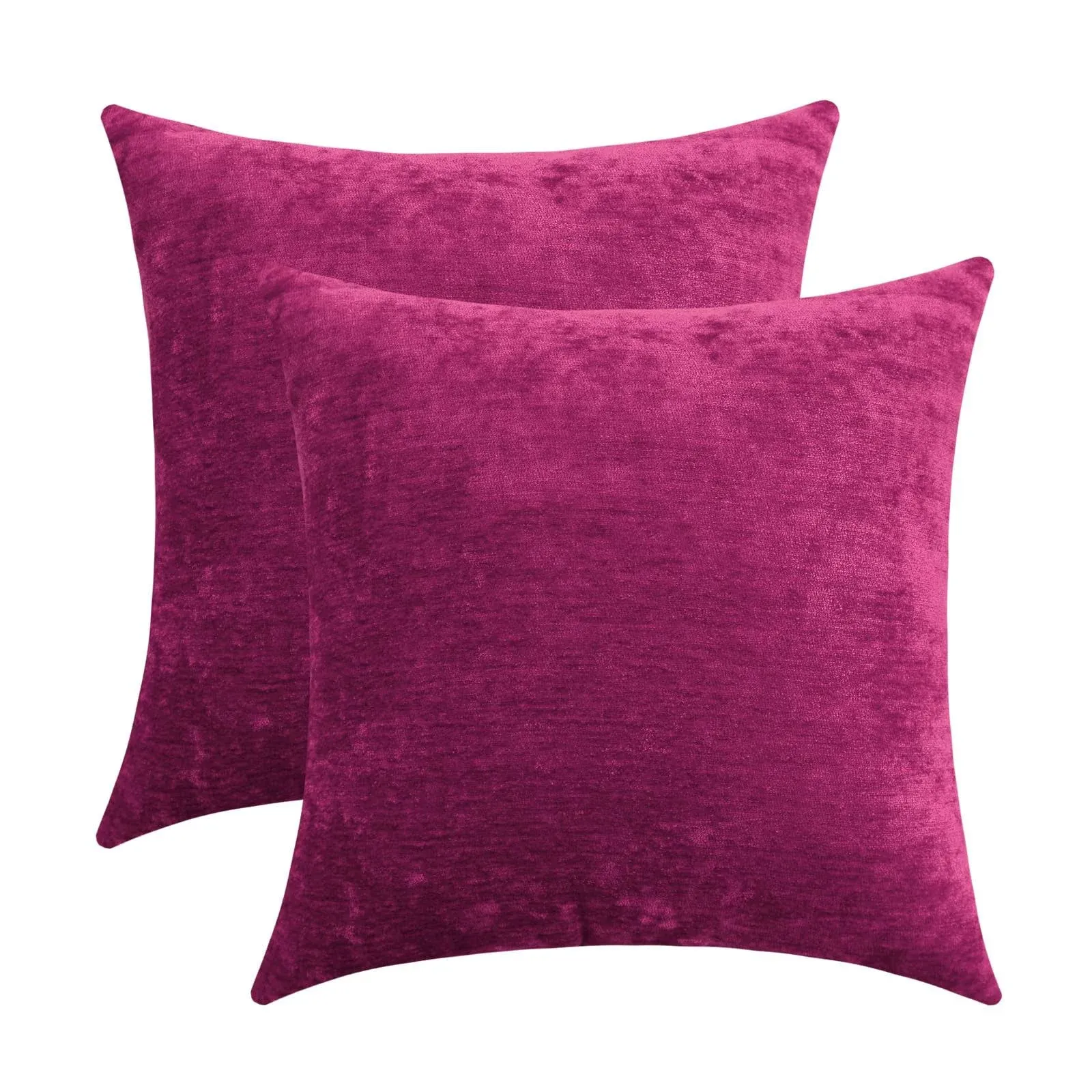 Jeneoo Fuschia Pink Decorative Throw Pillow Covers Soft Chenille Comfy Solid Couch Cushion Cover Decor (Set of 2, 20 x 20 Inches)