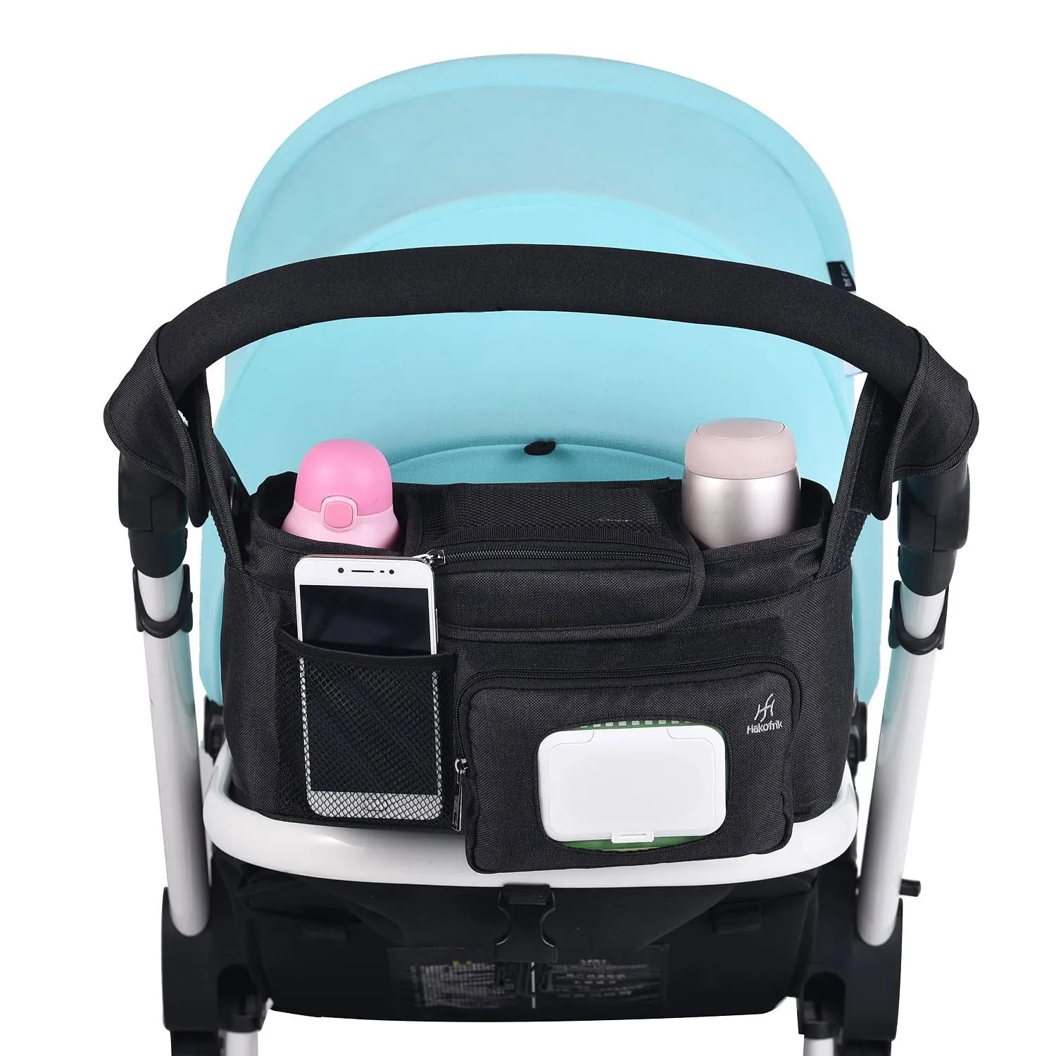 Hakofrik Universal Baby Stroller Organizer, Stroller Caddy with 2 Insulated Cup ...