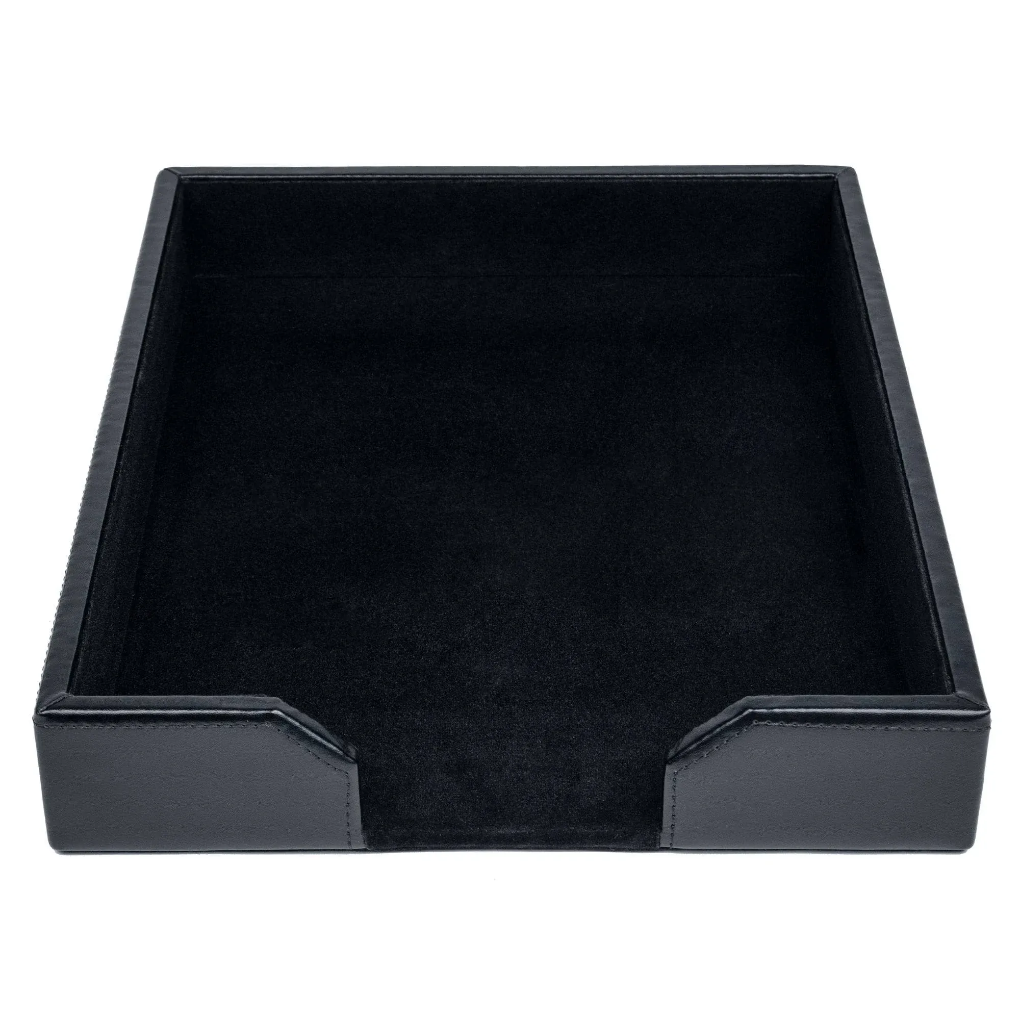 Dacasso Bonded Leather Desktop Tray Luxury Letter Holder & Paper Organizer for Desk, 13.5in x 10.5in x 2.13in, Black