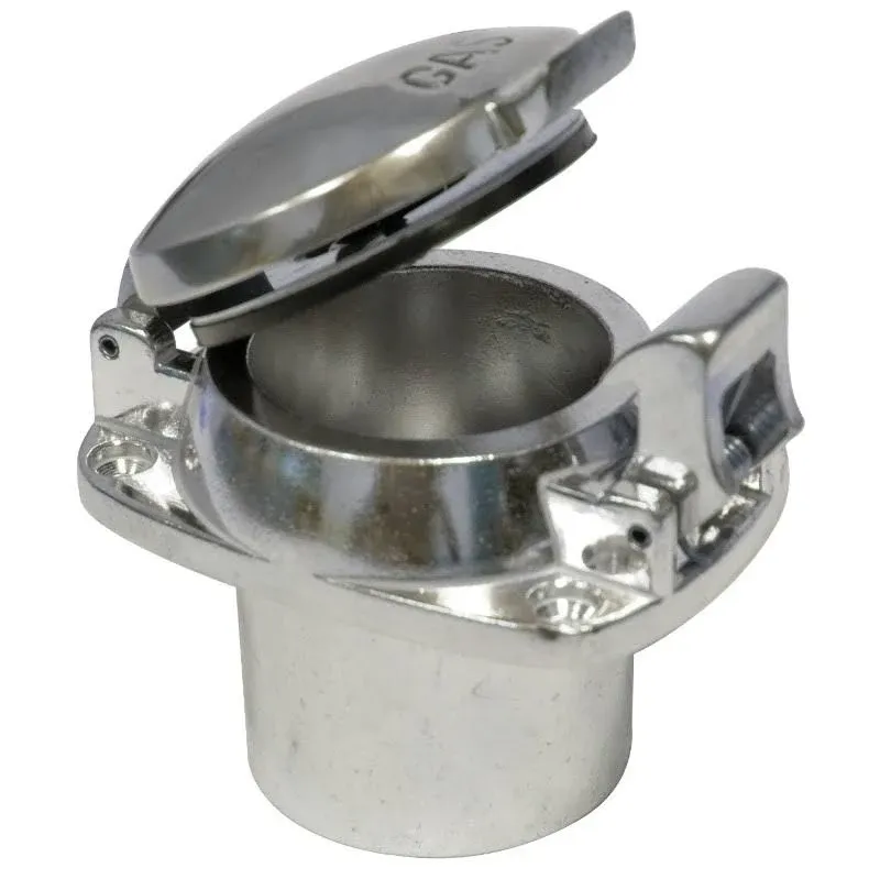 Polished Aluminum Flip Top Fuel Filler Cap with 4 Bolt Mounting Flange