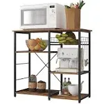 soges 3-Tier Kitchen Baker's Rack Utility Microwave Oven Stand Storage Cart Workstation Shelf, Rustic Brown W5s-FG