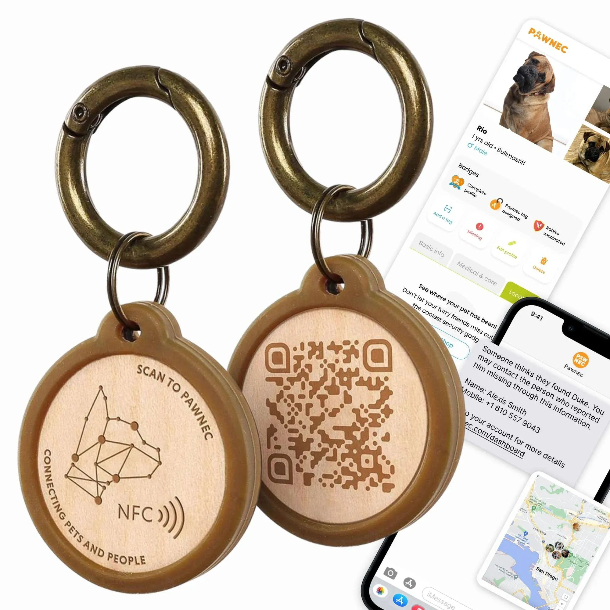  Dog ID Tag with Missing Pet Alert &amp; SMS Alert -Engraved for Dogs &amp; Cats QR Code