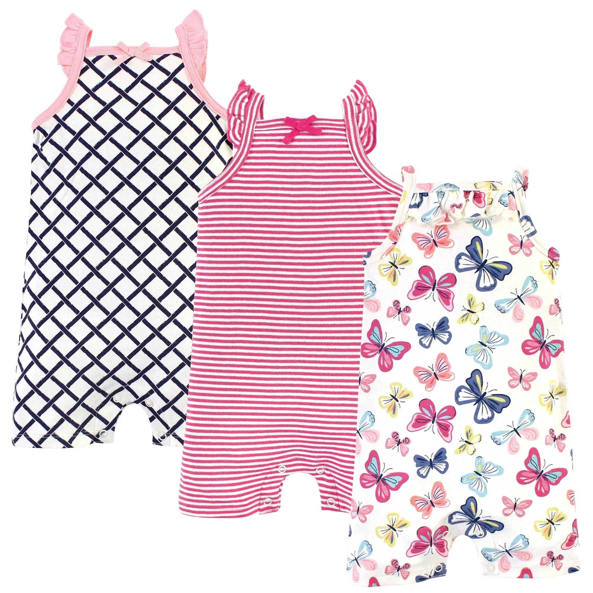 Touched by Nature Baby Girl Organic Cotton Rompers 3pk, Bright Butterflies - 9-12 ...