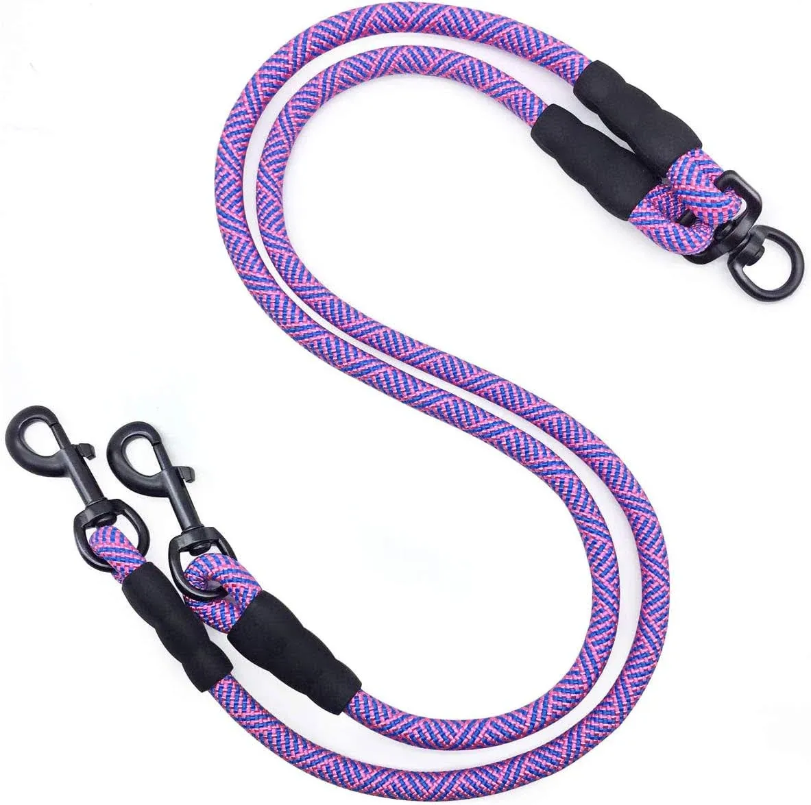 Mycicy Double Dog Leash Coupler, Tandem Leash for Two Dogs, No Tangle 360° Swivel ...