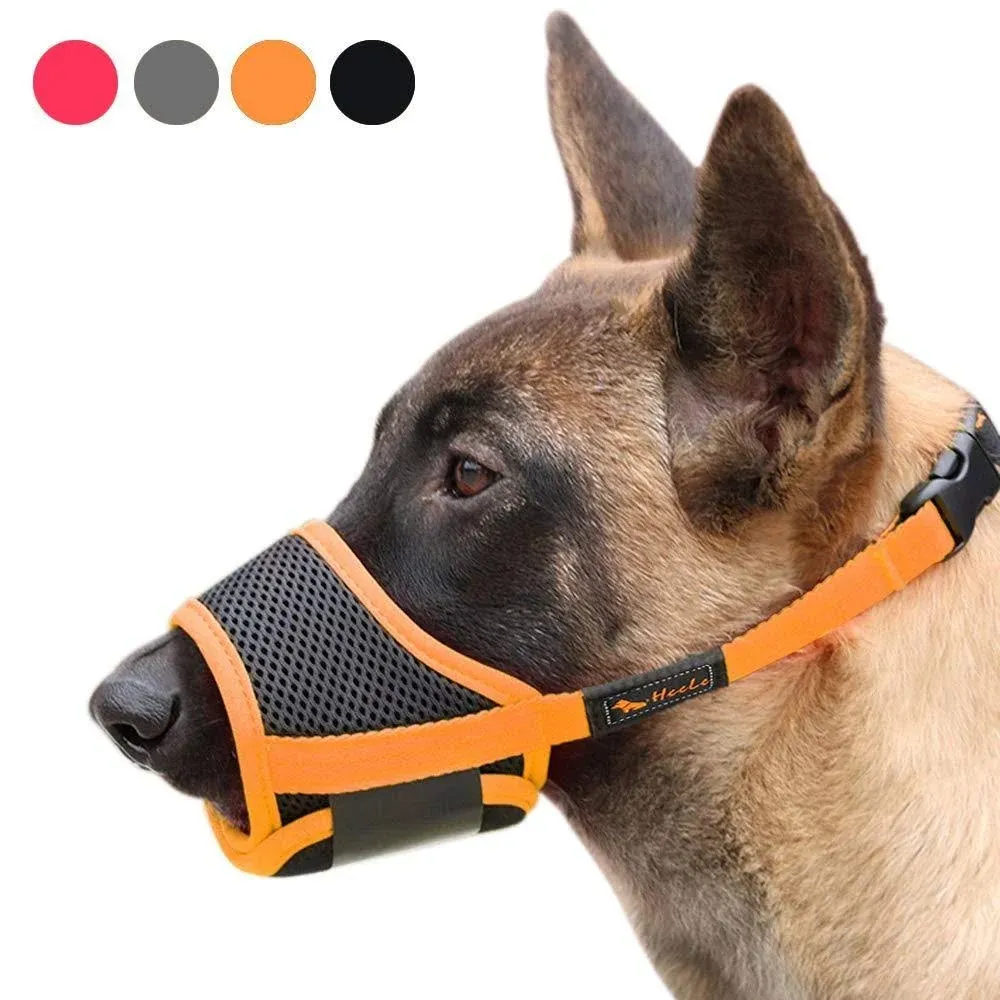 HEELE Dog Muzzle,Soft Nylon Muzzle Anti Biting Barking Chewing,Air Mesh ...