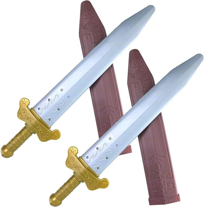 GiftExpress 2-Pack 19" Plastic Roman Sword with Sheath for Pretend Play, Knight ...