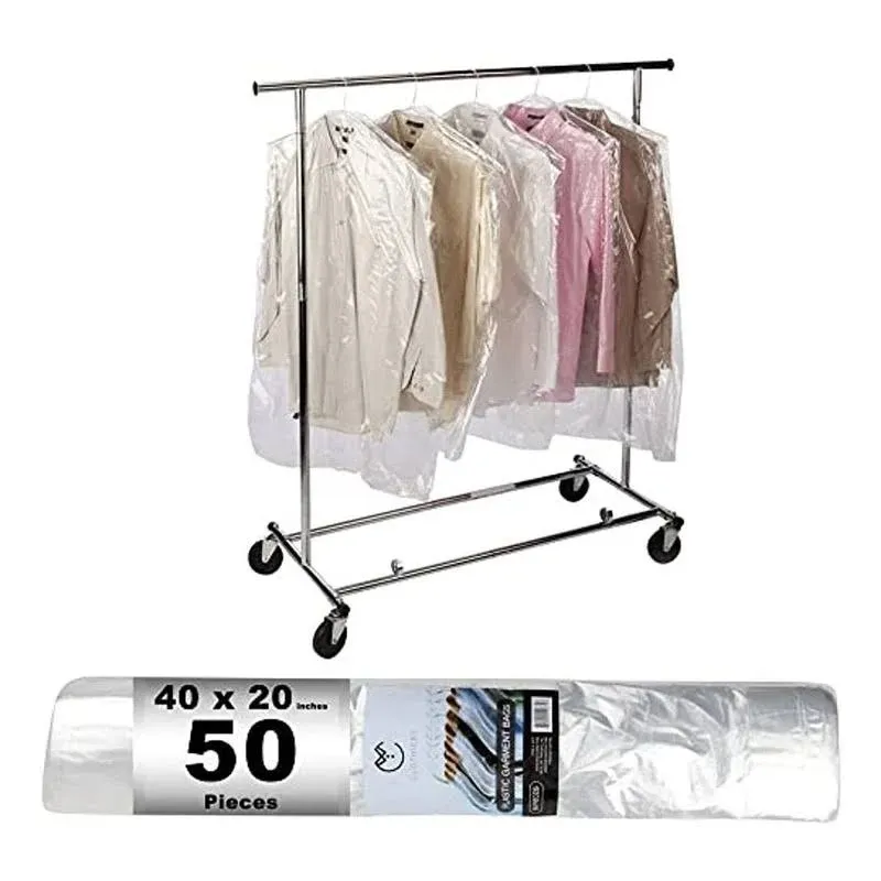 Party Bargains 40&#034; Garment Bags Clothes Cover Dry Cleaning Laundrette Bag -50 Ct