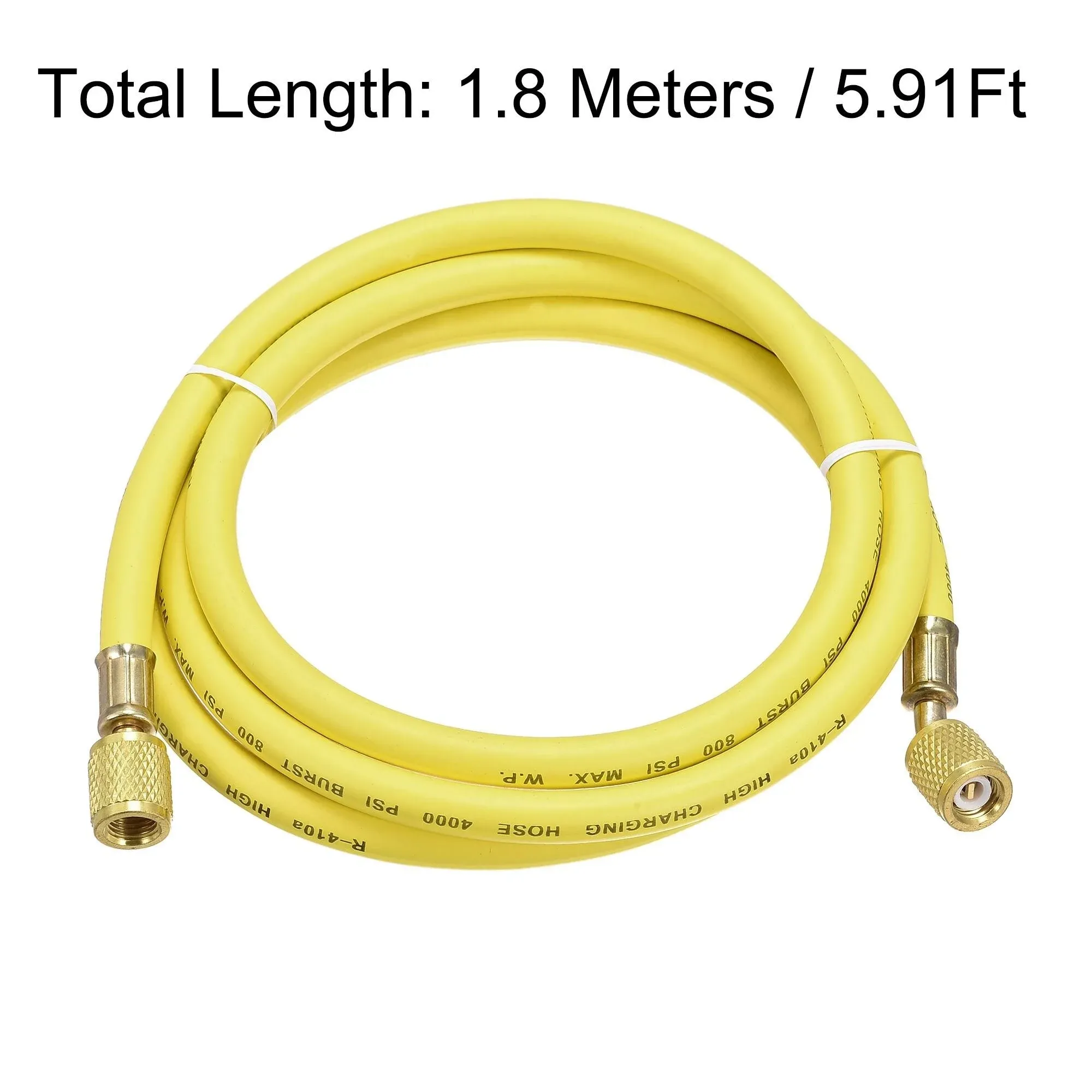 uxcell Refrigerant Charging Hose, 1/4 SAE Thread 5.91Ft Length 800PSI Tube HVAC Hoses, for Home Air Conditioner Refrigeration Maintenance, Yellow