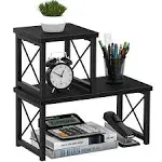 Honiter Desktop Shelf, Desktop Organizer Shelf, Freestanding Small Bookshelf Desk Shelf Organizer, 2 Tier Independent Stackable Desk Organizer, Desktop Office Storage Rack Display Shelf, Black