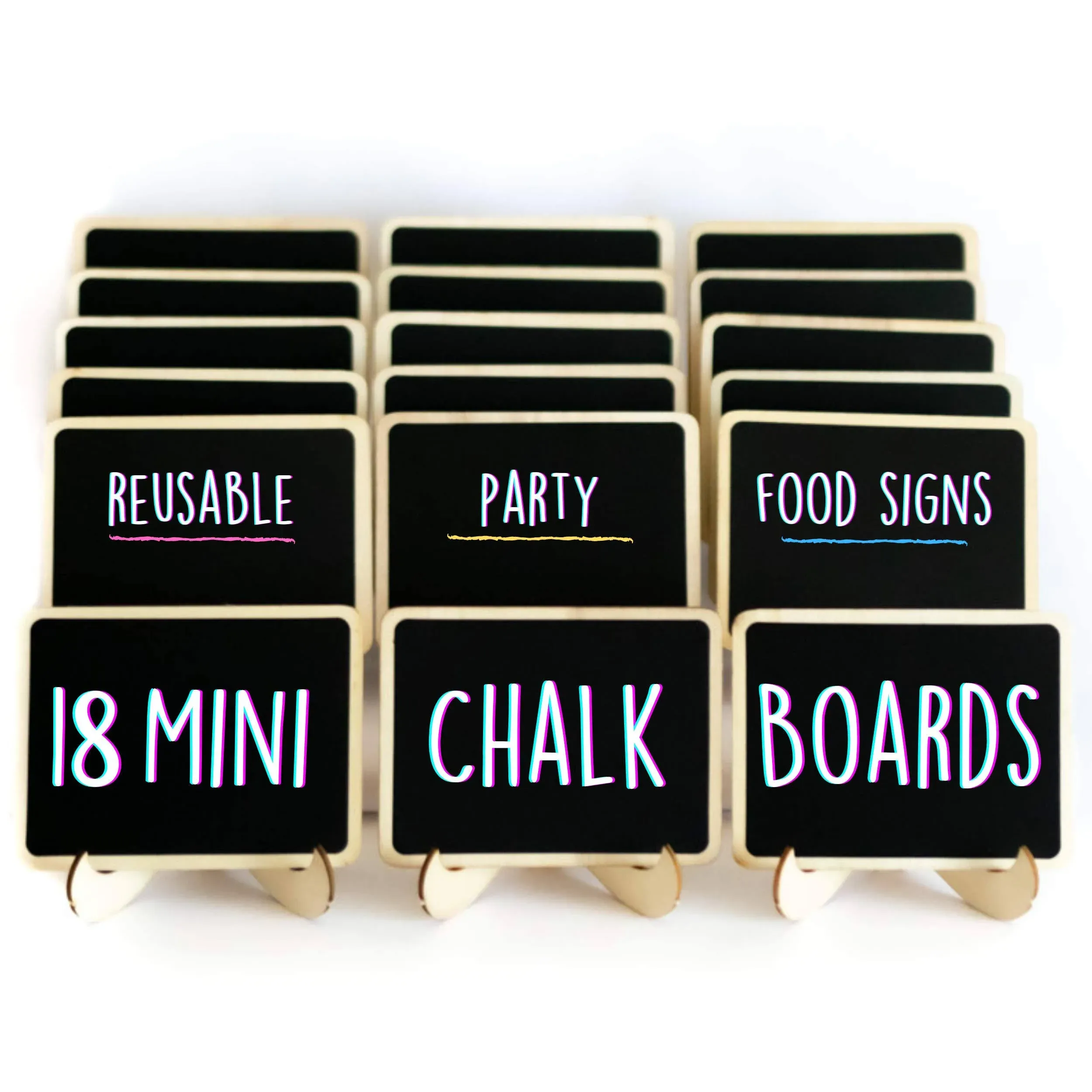 Mini Chalkboard Signs for Food, 18 Small Chalk Signs Including 3 White Chalk Sticks, Food Signs for Party, Little Chalkboards, Party Food Labels Buffet Cheese Signs Candy Table Party Supplies