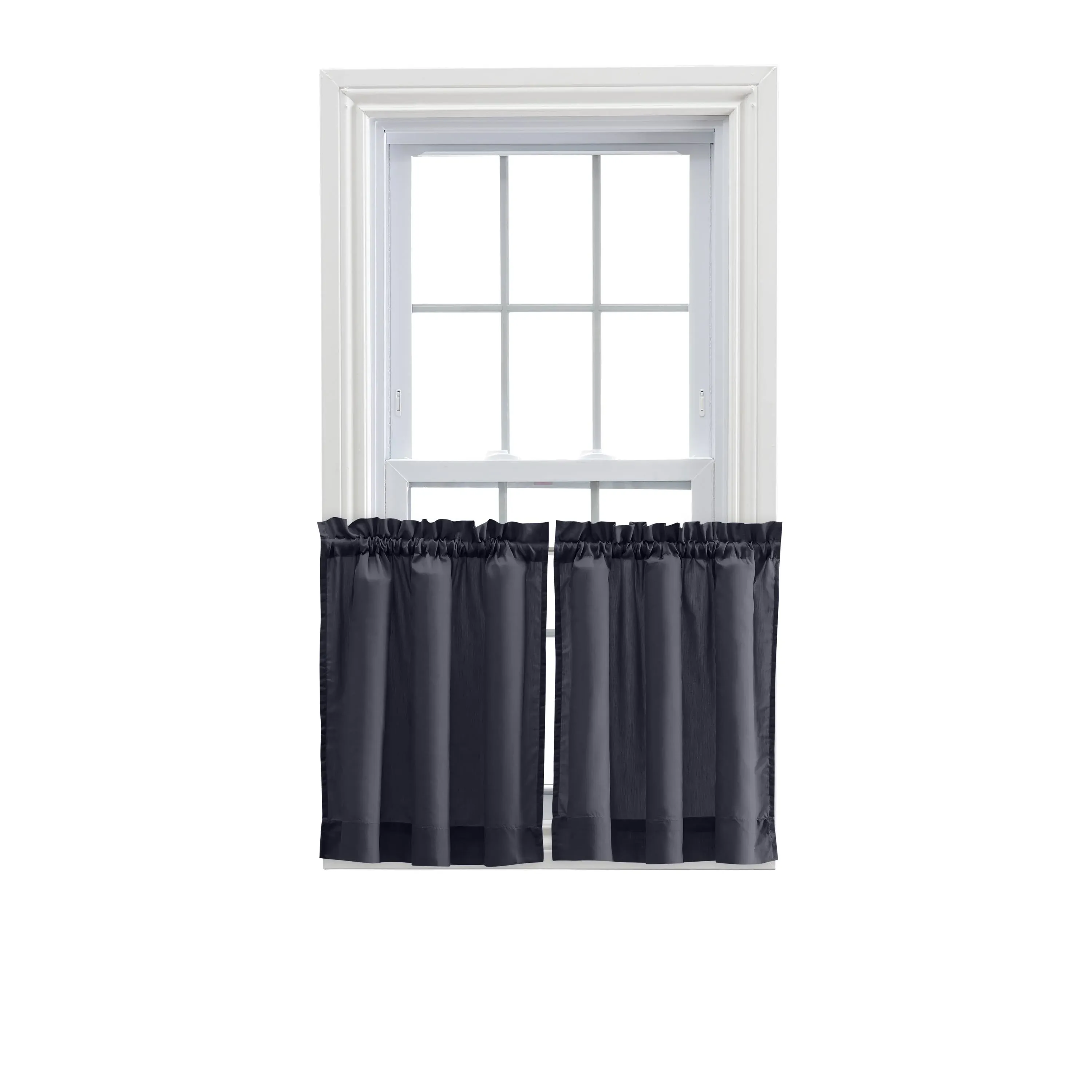 Ellis Curtain Stacey Tailored Tier Pair Curtains, 56 inch x 30 inch, Navy