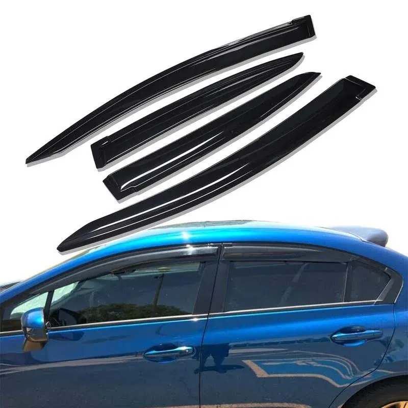 Lightronic WV194462 in-Channel Side Window Visor Deflector Vent Rain Guard, Dark Smoke, 4-Pieces Set, Fits 2012-2015 Honda Civic Sedan