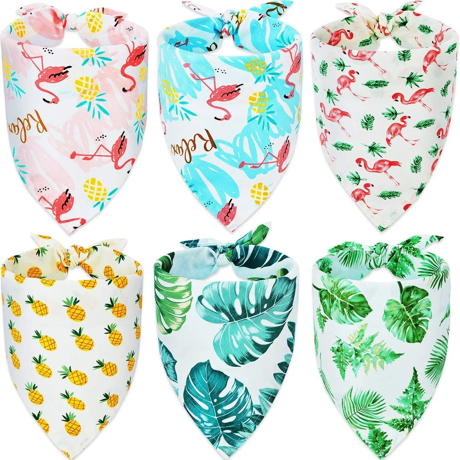 6 Pieces Dog Summer Bandana Hawaii Dog Bandana Flamingo Triangle Pet Bibs ...