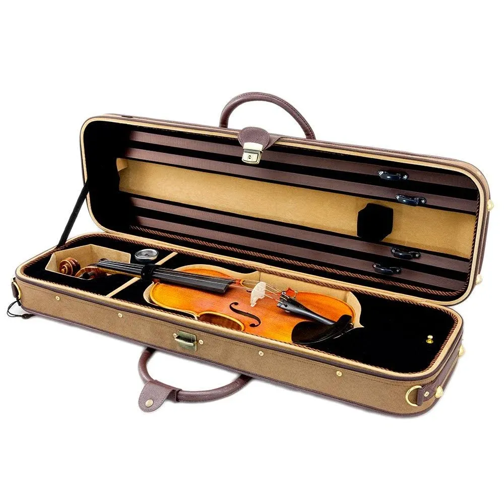 Sky Violin Oblong Case Solid Wood Imitation Buckskin with Hygrometers Brown/Brown ...