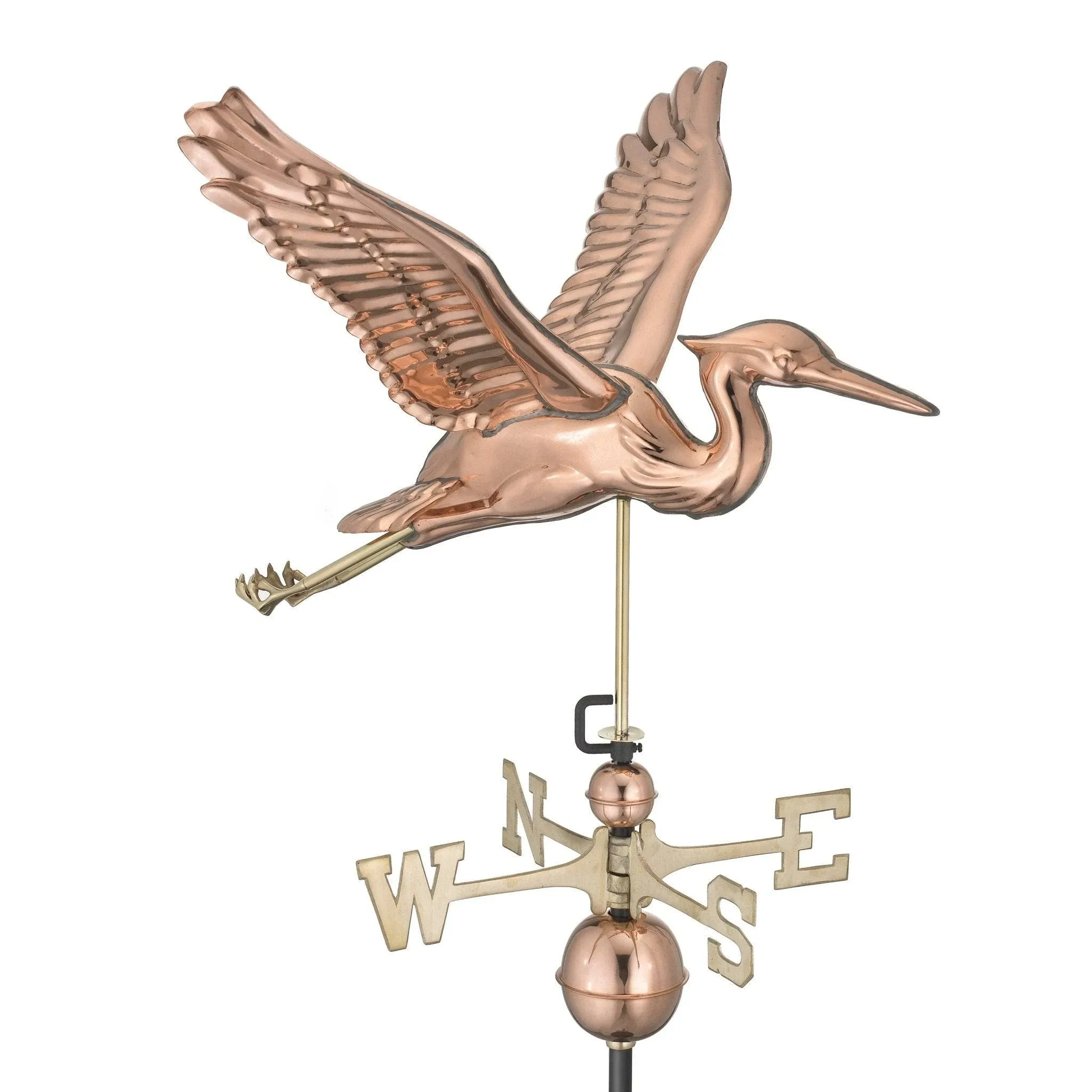 Good Directions Blue Heron with Arrow Weathervane - Pure Copper