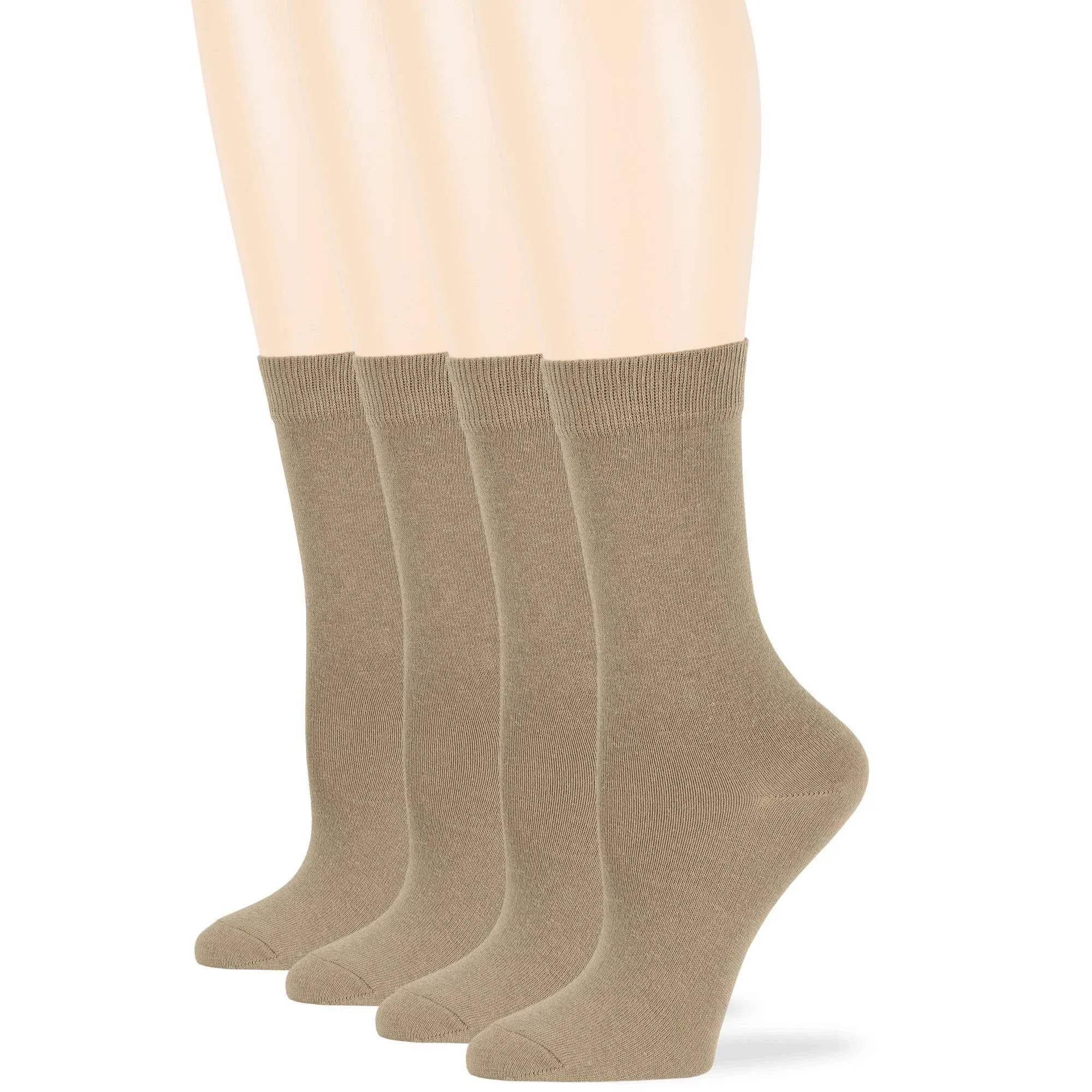 7BIGSTARS Kingdom Womens Cotton Dress Comfort Soft Socks, Khaki, Medium 9-11, 4 ...