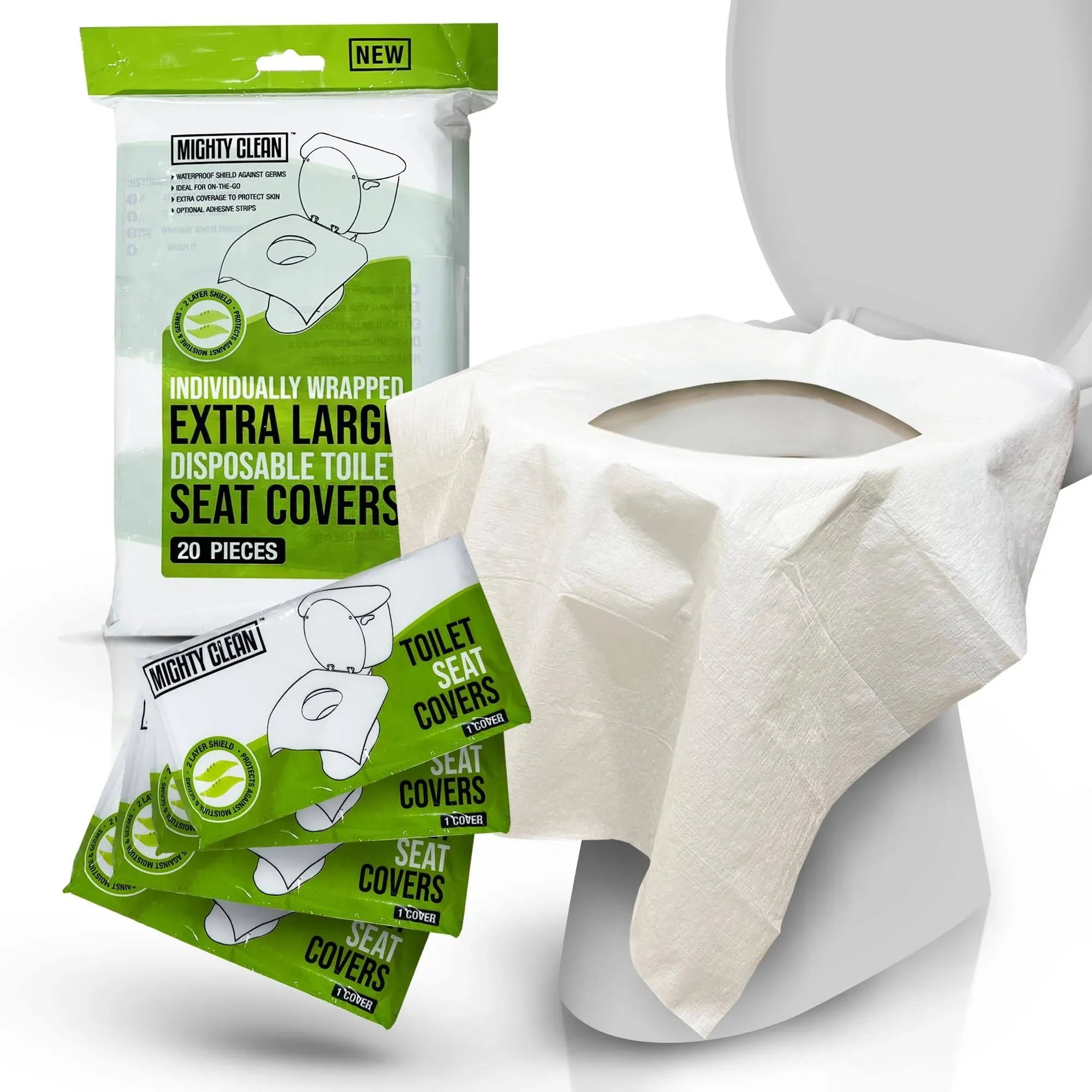 XL Disposable Toilet Seat Covers by Mighty Clean|100% Waterproof |Individually ...