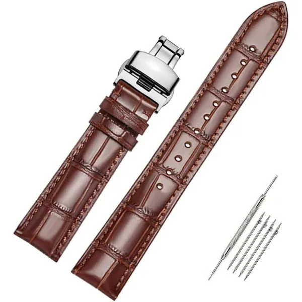 Moran Quick Release Leather Watch Bands Deployment Butterfly Buckle 18mm 20mm ...