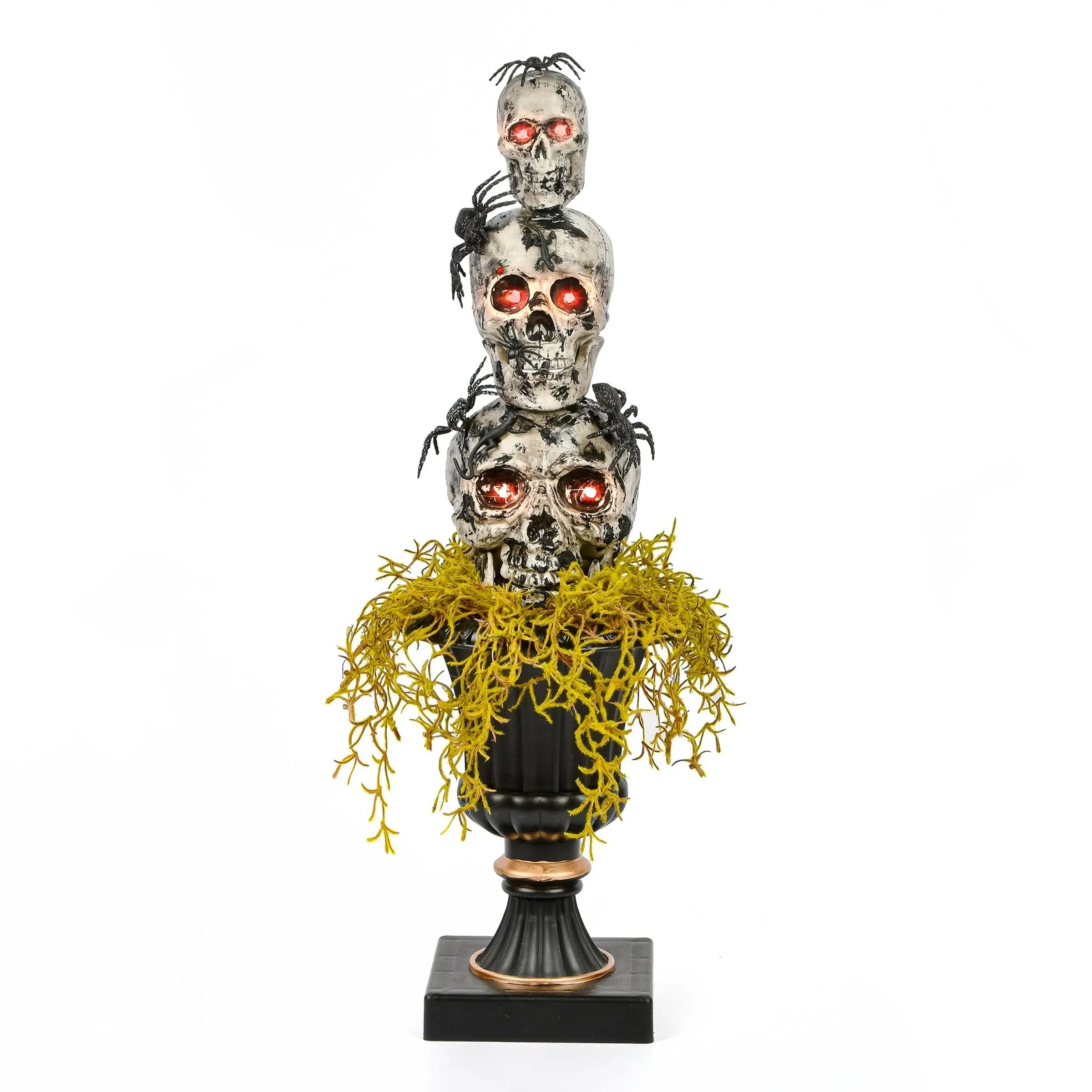 Halloween Tabletop Decoration Skull Tower Decorated with Spiders