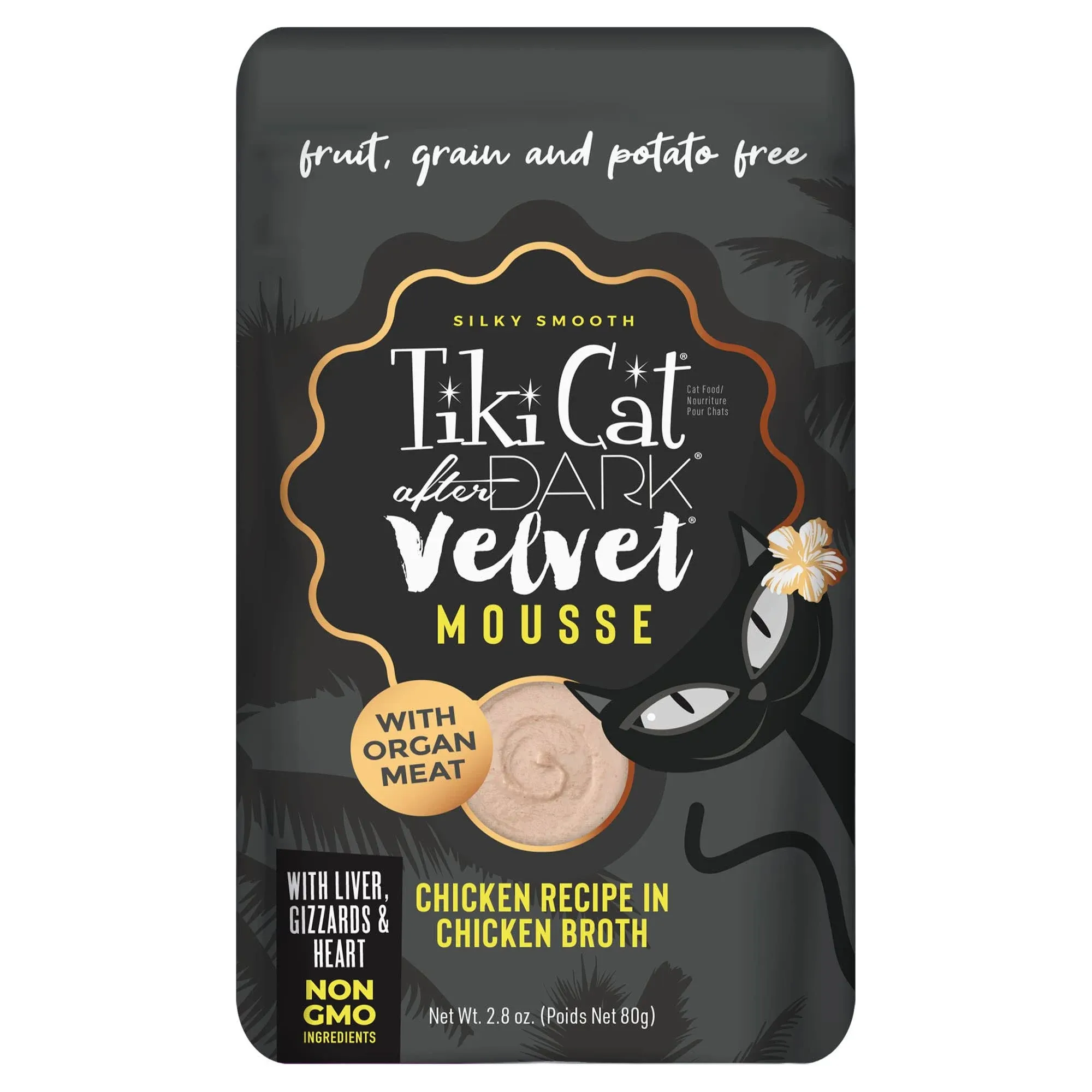 Tiki Cat After Dark Velvet Mousse Chicken Grain-Free Wet Cat Food, 2.8-oz Pouch, Case of 12