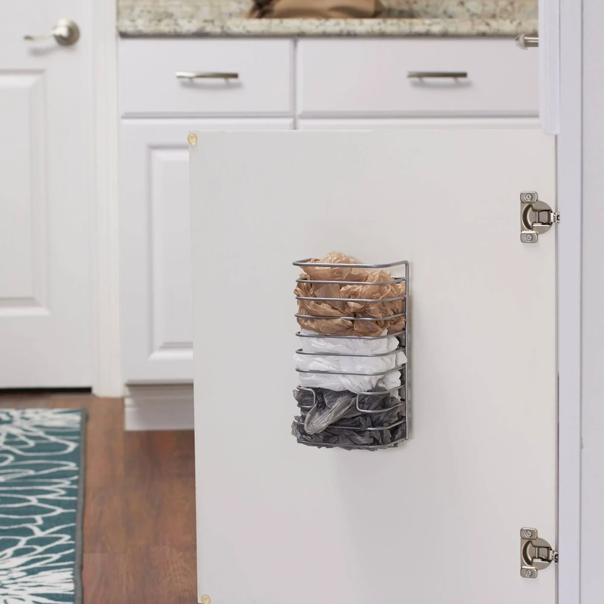 Nickel Door Mount Trash Bag Holder