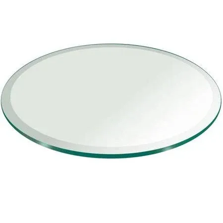 36 in. Clear Round Glass Table Top, 3/8 in. Thickness Tempered Beveled Edge Polished