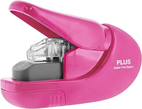 Paper Clinch Staple Free Stapler Pink