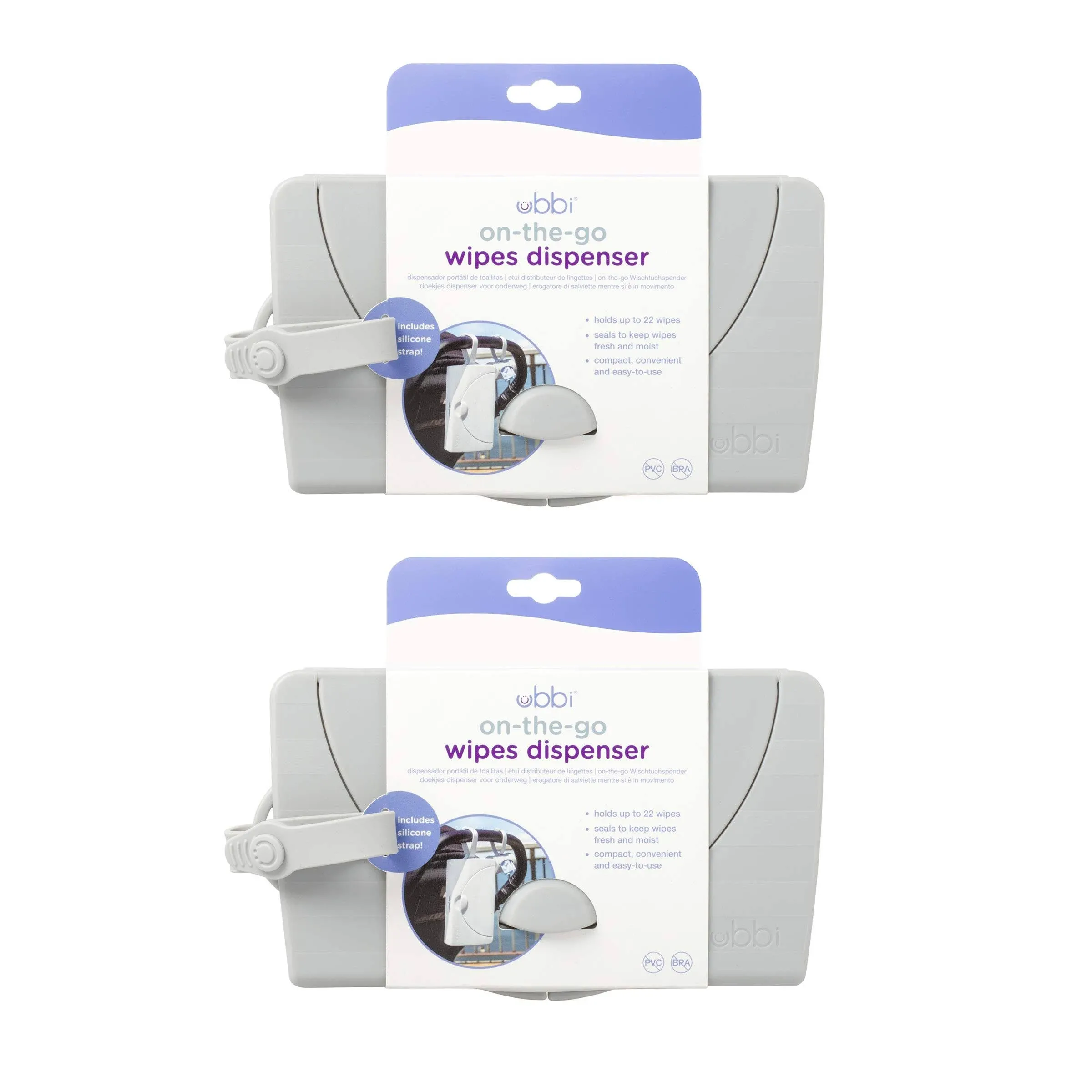 Ubbi On The Go Gray Wipe Holder Baby Gifts, Set of 2