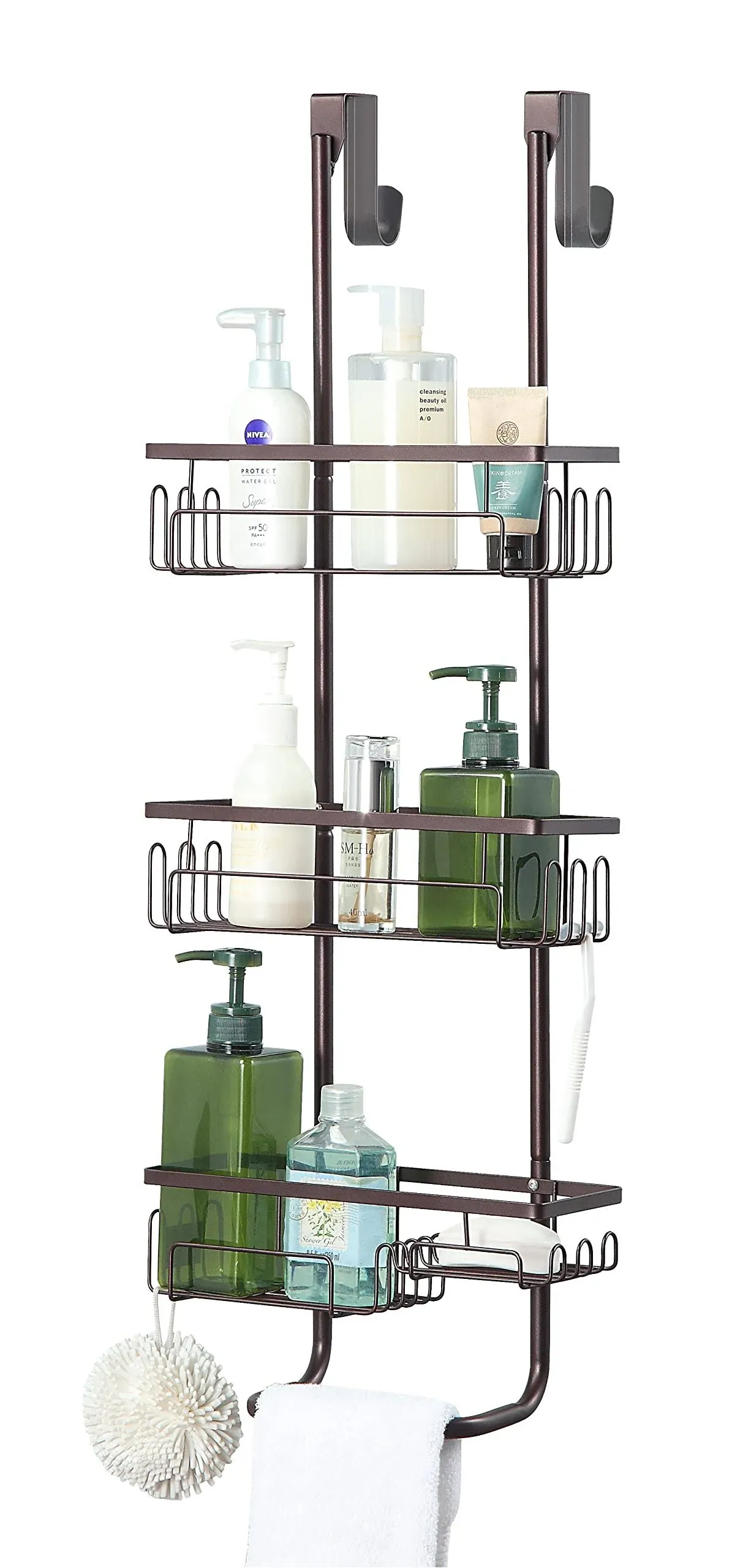 SunnyPoint Classic Metal Bathroom Shower Caddy, Over Door Hanging Storage ...