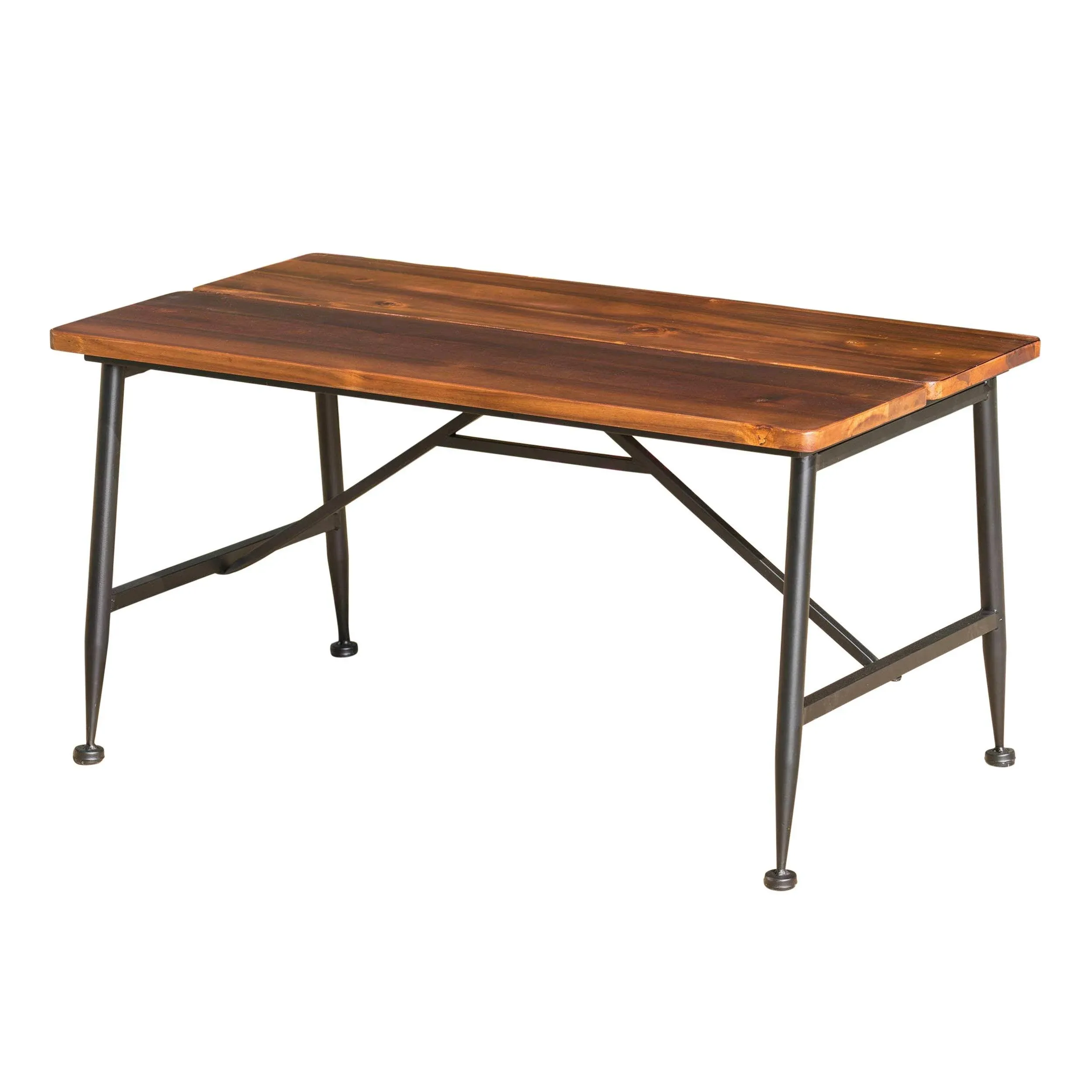 Ellaria Outdoor Industrial Acacia Wood Coffee Table with Black Iron Accents ...