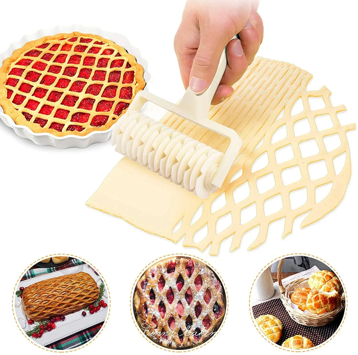 Aonagi Lattice Roller Cutter Pie Pizza Cookie Dough Roller Lattice Household ...