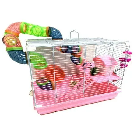 2-Levels Dwarf Hamster Habitat Home Cage Rodent Gerbil Mouse Mice Habitat Cage 