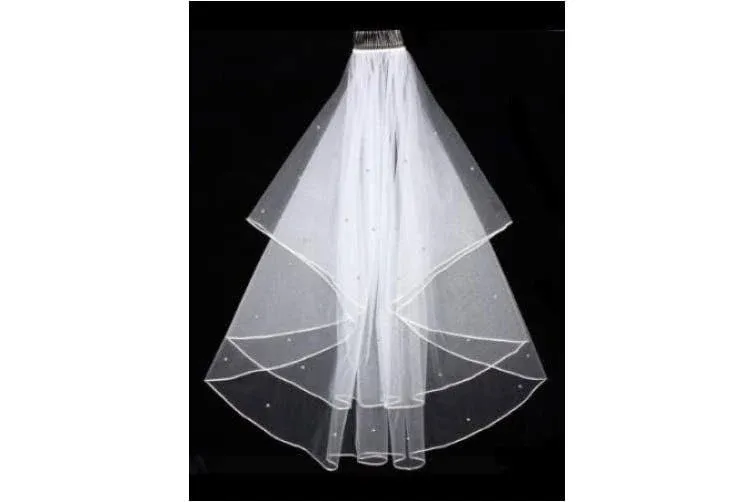 SAMKY 2T 2 Tier Rattail Scattered Rhinestone Crystal Bridal Wedding Veil