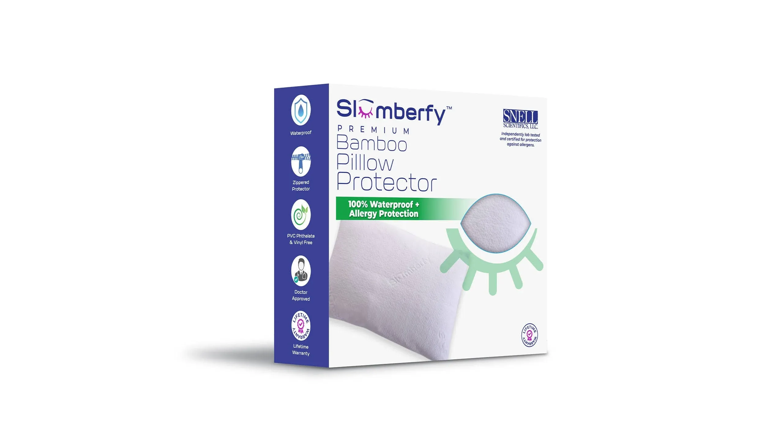 King Size Waterproof Bamboo Pillow Protector by Slumberfy - Premium Pillow Cases with Allergy Protection - Natural & Breathable Jacquard Pillow