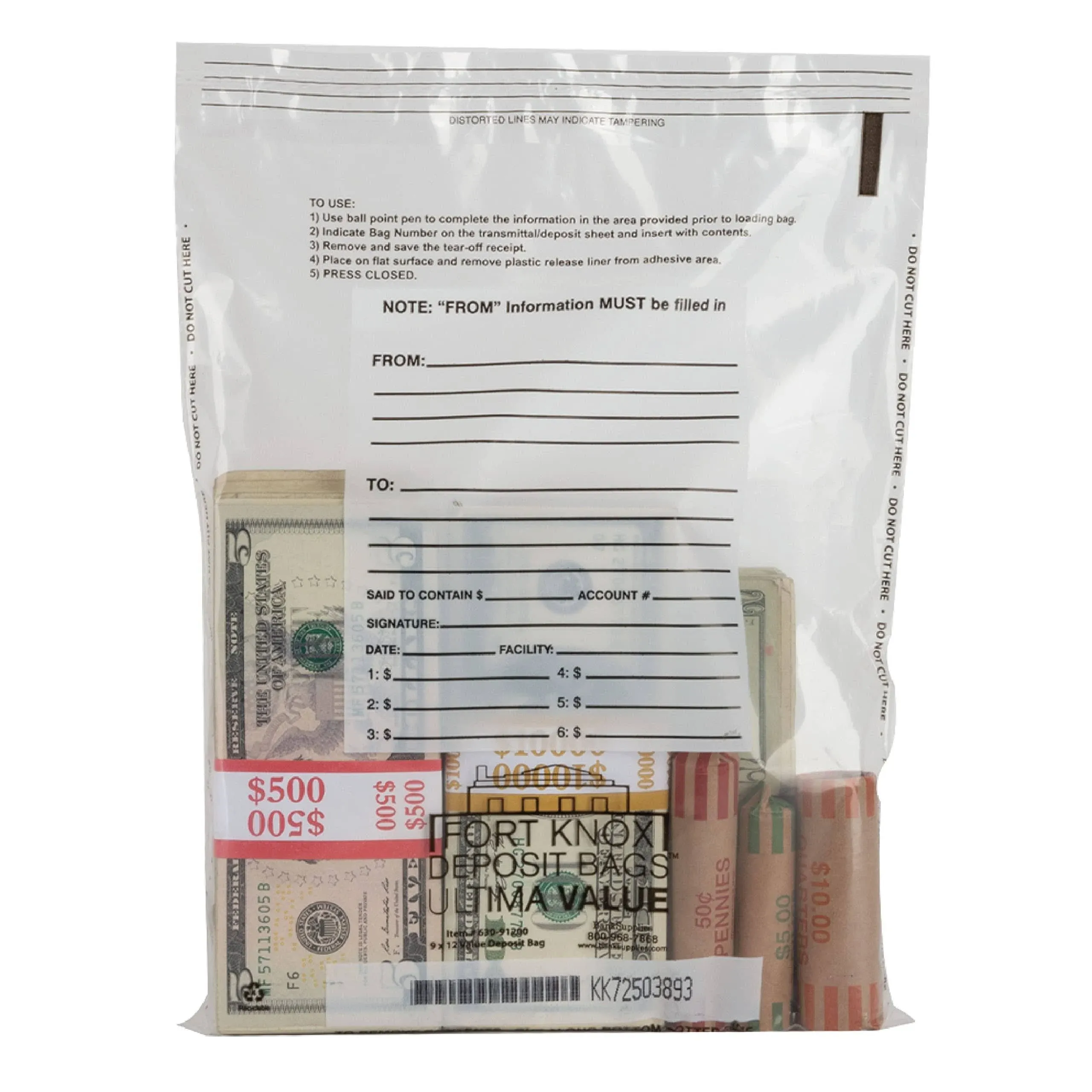 Bank Supplies - Ultima Value Clear Deposit Bag - 9W x 12H - Pack of 100