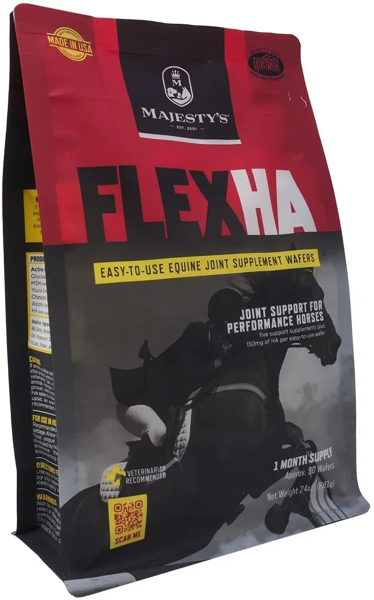 Majesty's Flex HA Wafers - Superior Performance Horse / Equine Joint Support Supplement - HA, Vitamin C, Yucca, Glucosamine - 30 Count (1 Month Supply)