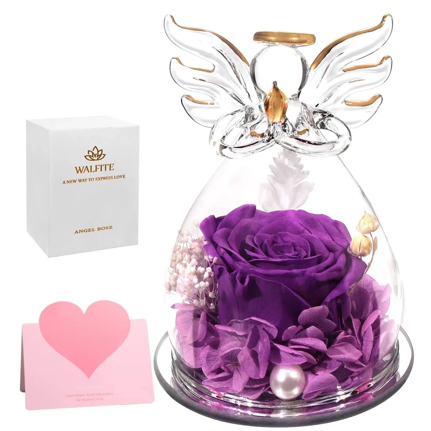 WALFITE Angel Rose,Flowers for Delivery Prime,Glass Angel Gifts for Women Her ...