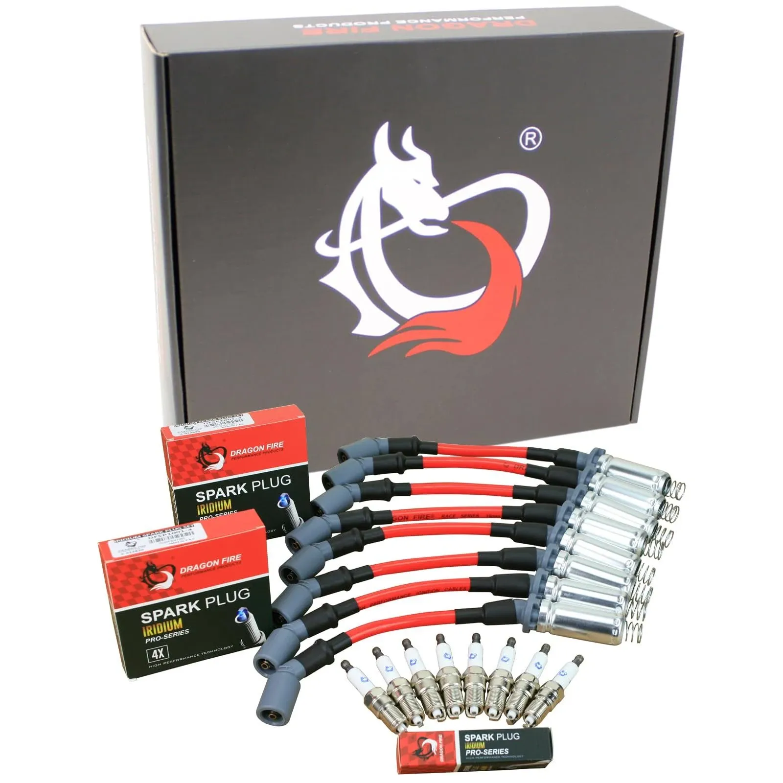 Dragon Fire Performance Ignition Tune Up Kit Spark Plug Wire Set &amp; Iridium Sp...