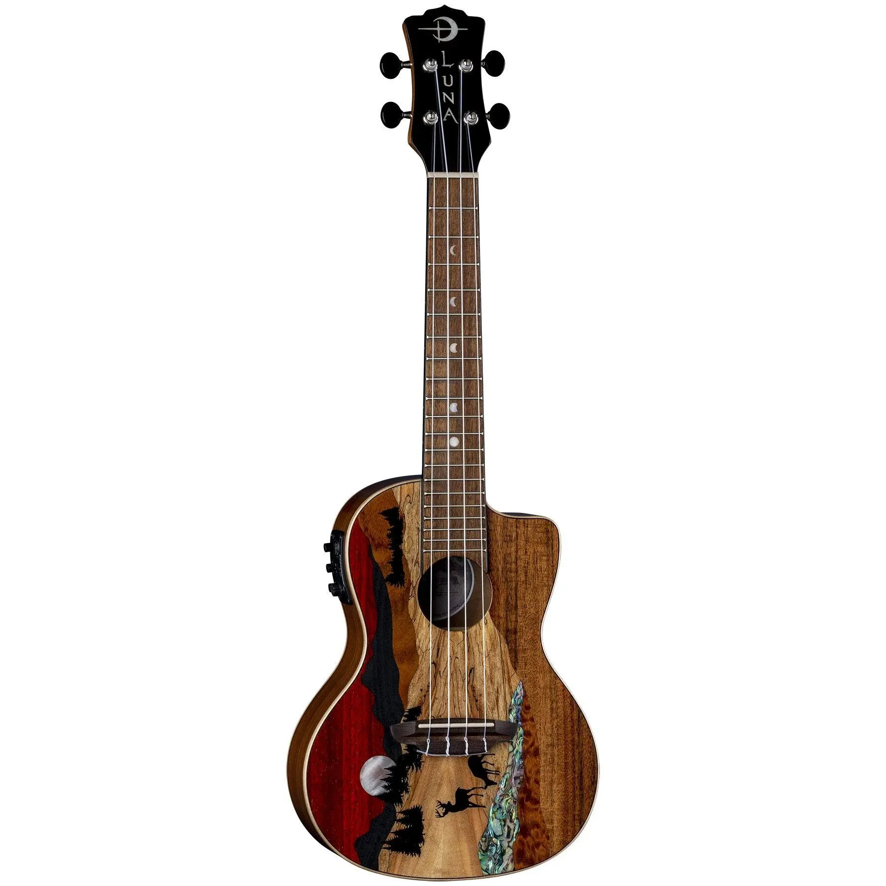 Luna Vista Deer Concert Ukulele with Preamp - Gloss Natural