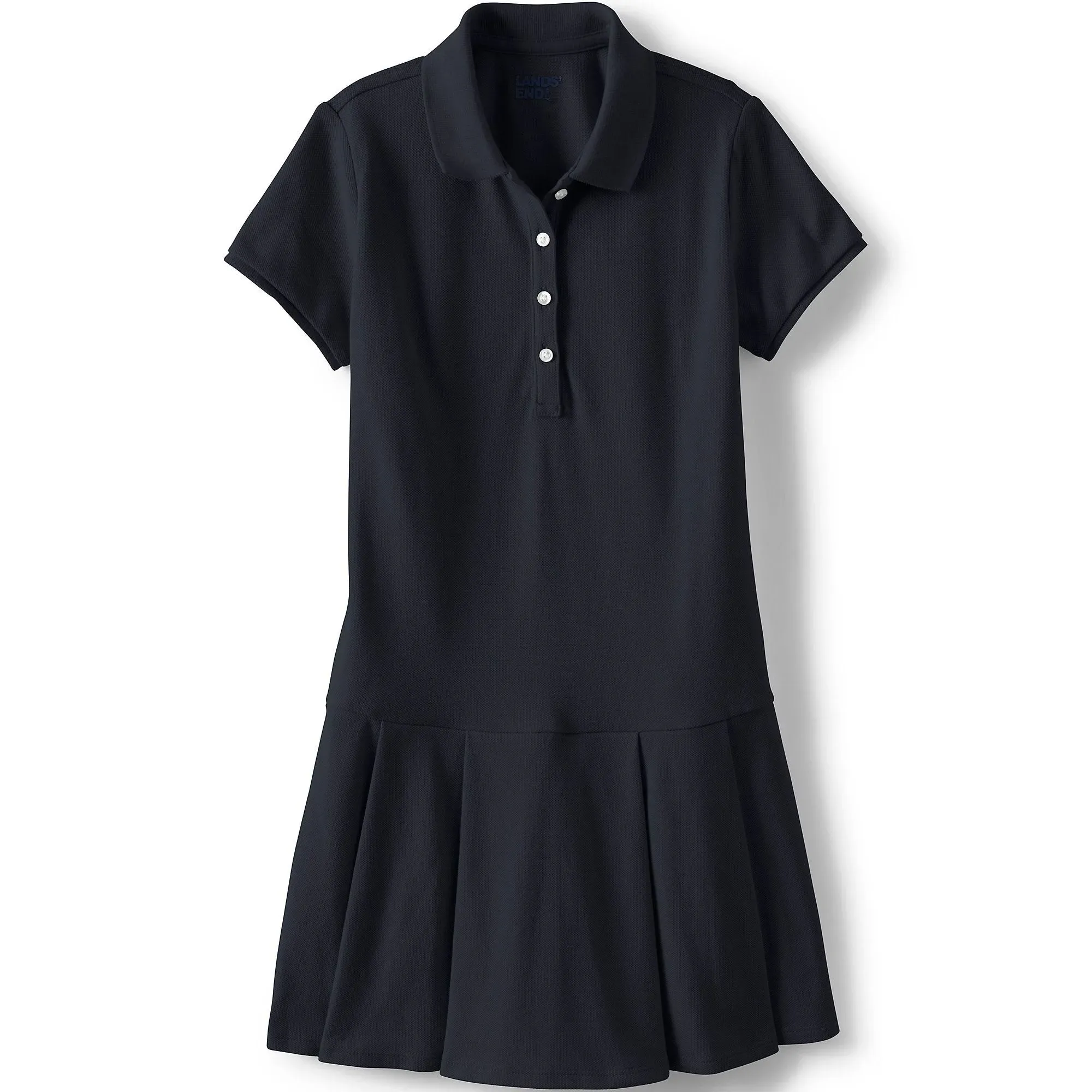 Lands' End School Uniform Girls Short Sleeve Mesh Pleated Polo Dress Purple