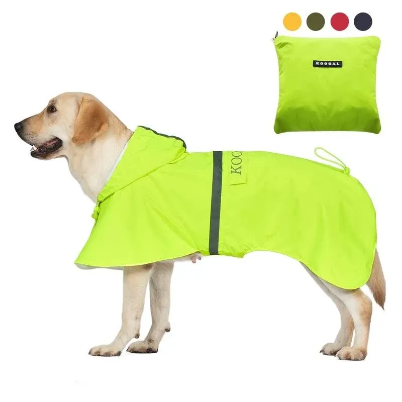 KOOGAL Pet Large Dog Raincoat Apparel Poncho Waterproof for Medium Large Sized for Dog Raincoat Clothes Jacket(Fluor Yellow,6XL)