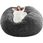 Halatua Bean Bag Sofa Cover (Dark Gray, 6FT(D153*H65cm<wbr/>) ONLY Cover) Dark Gray