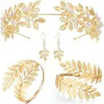 Coucoland Greek Goddess Jewelry Women - Gold Toga Athena Cleopatra Hercules Egyptian Aphrodite God Roman Accessories Set Leaf Headpiece Crown