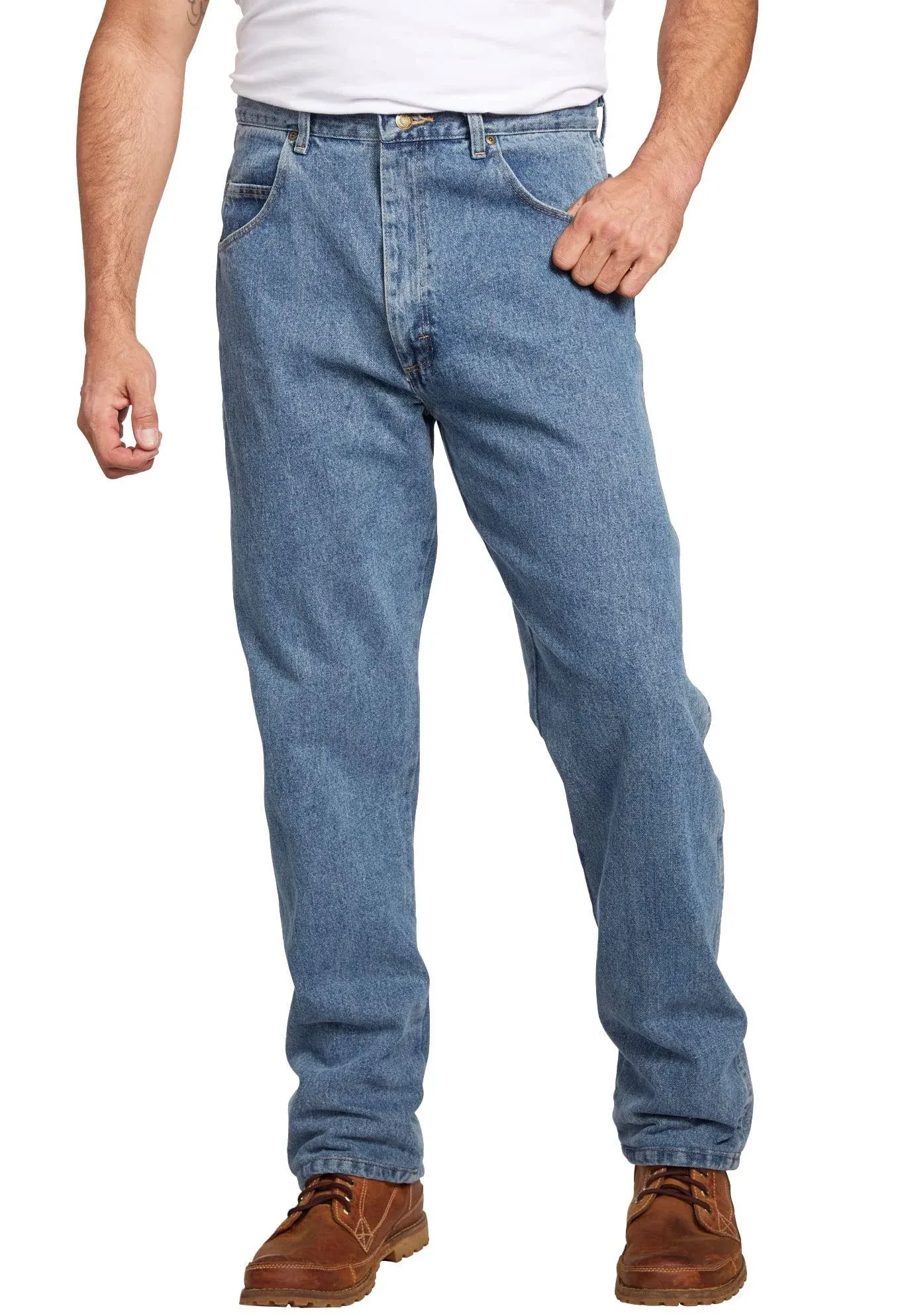 "Wrangler Jeans: Men's Grey Indigo 35001 GI Rugged Wear Relaxed Fit Work Jeans"